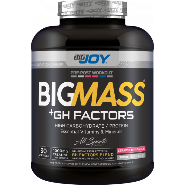 Bigjoy Sports BIGMASS Gainer GH FACTORS Çilek 3000g 